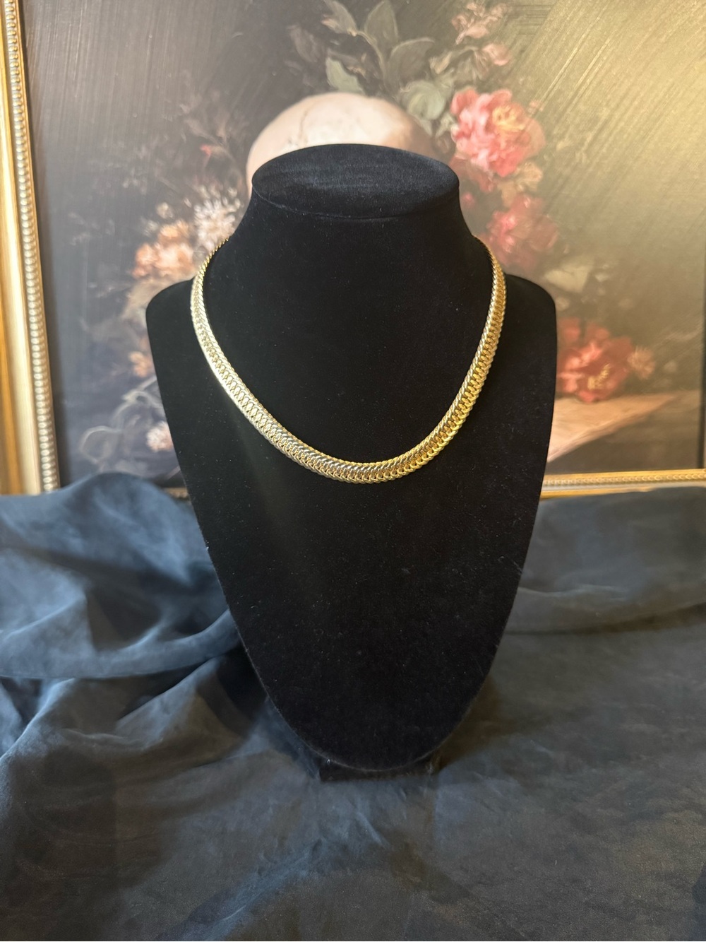Vintage Monet Gold Herringbone Necklace
